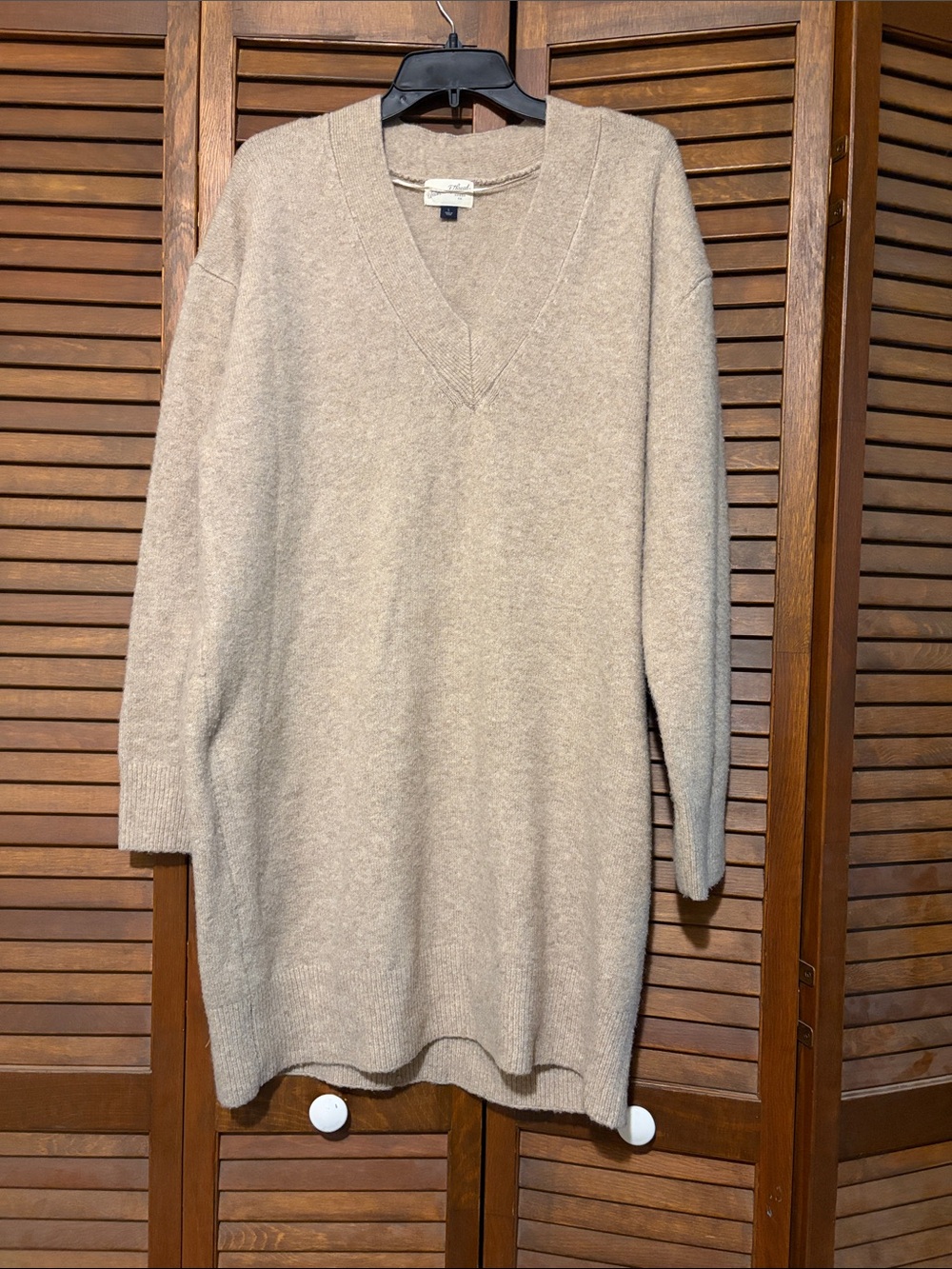 Cozy V-Neck Sweater Dress Beige never worn